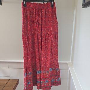 Floral Red Maxi Skirt